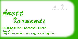 anett kormendi business card
